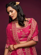 Art Silk Lehenga Choli Set with Heavy Zari and Sequins Work styling view