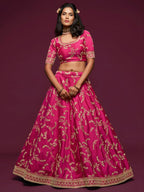Art Silk Lehenga Choli Set with Heavy Zari and Sequins Work full drape view