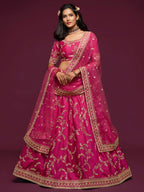 Art Silk Lehenga Choli Set with Heavy Zari and Sequins Work embroidery close-up