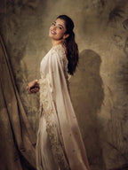 White Silk Saree - Embroidery pallu design detail