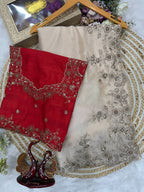 White Silk Saree - Embroidery back view