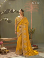Yellow Silk Saree - drape and pallu detail