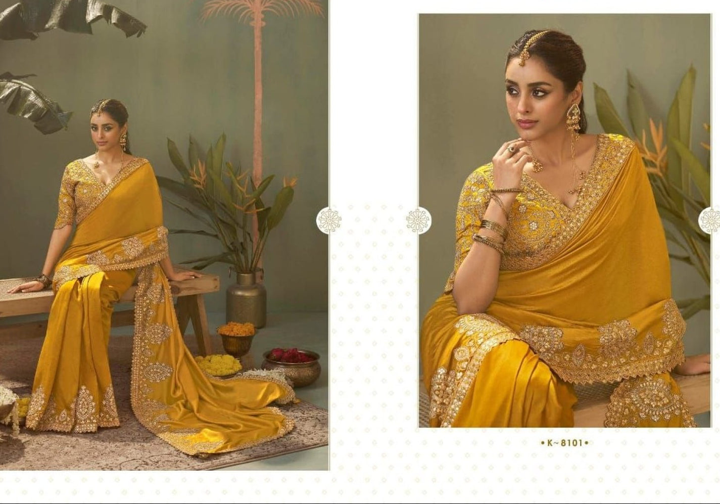 Yellow Silk Saree - fabric texture close-up