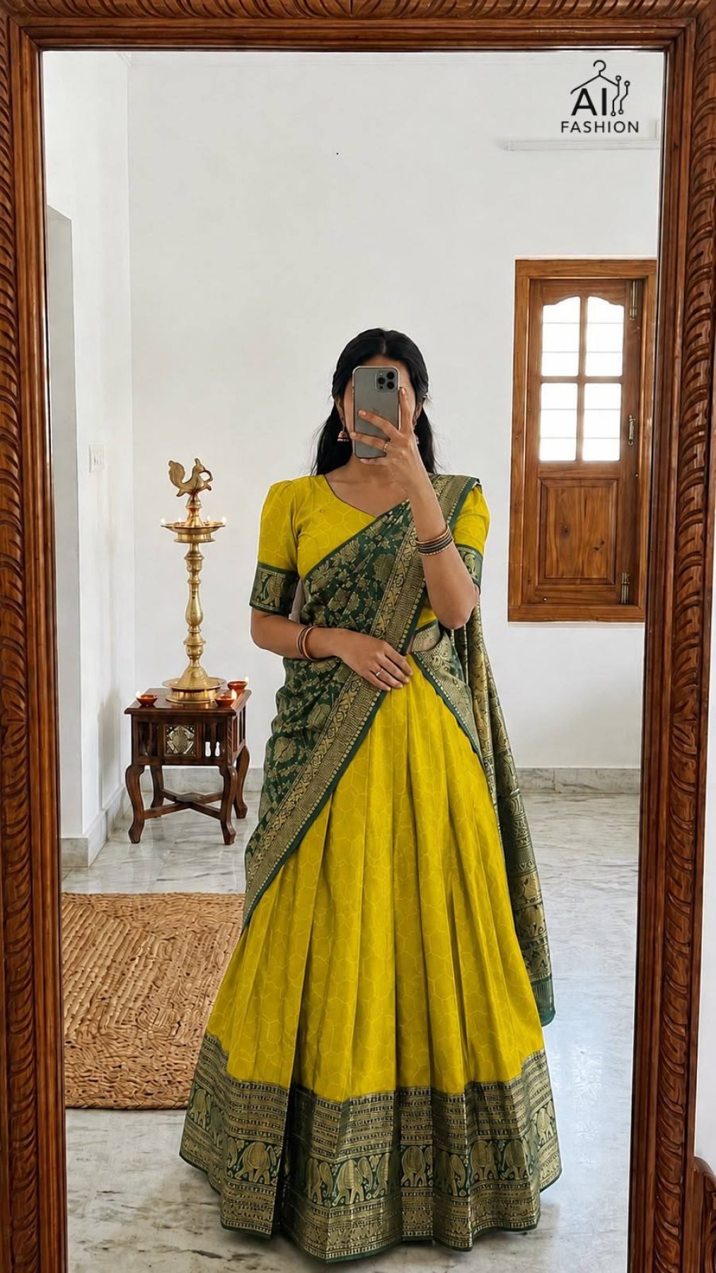 Heavy Lichi Silk Lehenga Choli with Woven Zari Border for Wedding Wear fabric texture detail