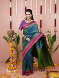 Green Silk Saree for women - full front view | Snyvia