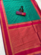 Green Silk Saree - drape and pallu detail