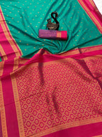 Green Silk Saree - side drape view