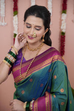 Green Silk Saree - Zari embroidery work detail