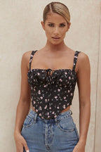 Moyra Black Crop Top for Women