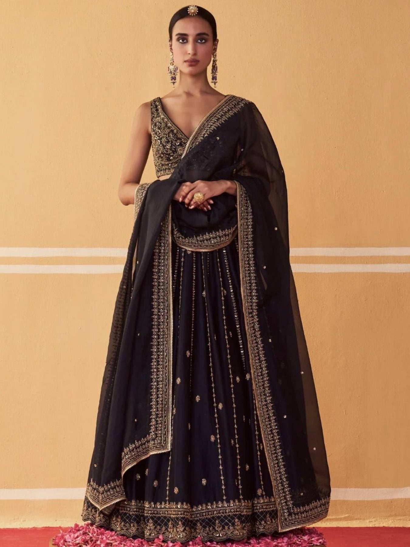 Gold Lehenga with Dupatta for women | Snyvia