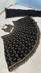 Gold Lehenga with Dupatta full drape view