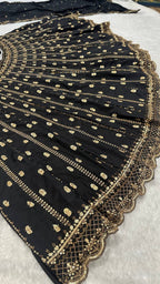 Gold Lehenga with Dupatta blouse and dupatta detail