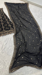 Gold Lehenga with Dupatta back view