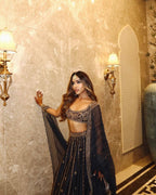 Gold Lehenga with Dupatta styling view