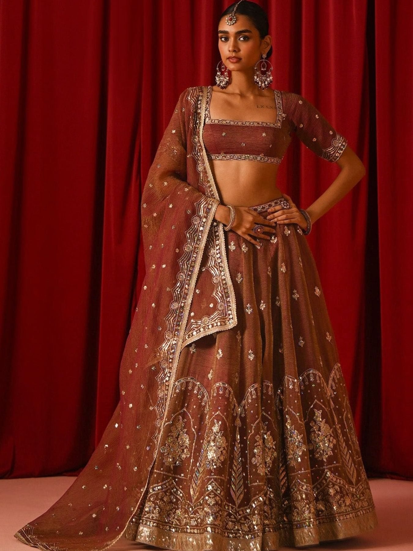 Fandy Silk Lehenga Set with Zari Sequins Work and Dupatta for women | Snyvia