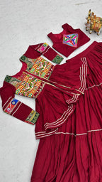 Navratri Gamthi Work Cotton Lehenga Choli with Koti and 9 Meter Flair colour variant view