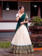 Poly Cotton Lehenga Choli with Traditional Zari Weaving for Festive Wear styling view