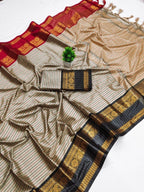 Gold Silk Saree - blouse and border close-up