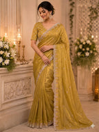 Yellow Saree for women - full front view | Snyvia