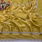Yellow Saree - drape and pallu detail