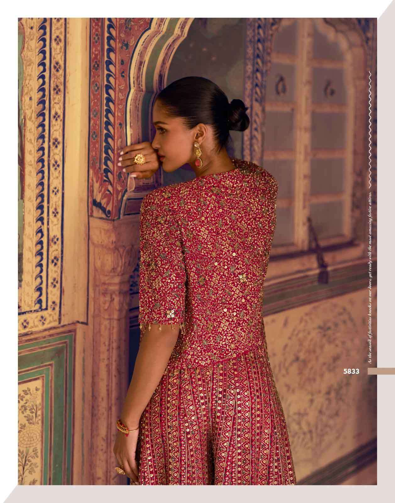 Mehfil Top with Shrug and Palazzo Complete Designer Set