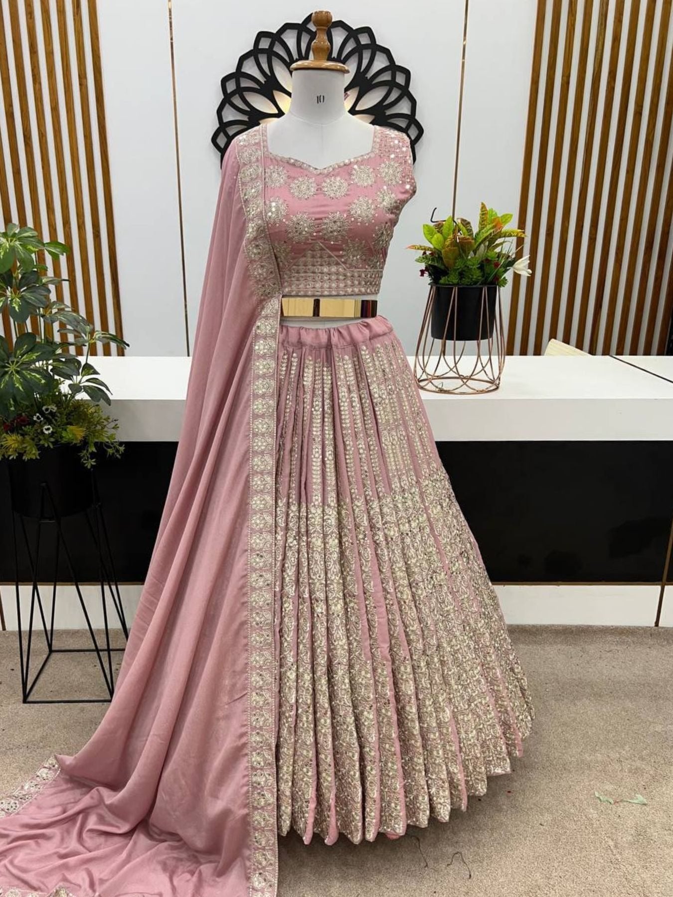 Chinnon Lehenga with Embroidery Wedding Ready Elegance blouse and dupatta detail