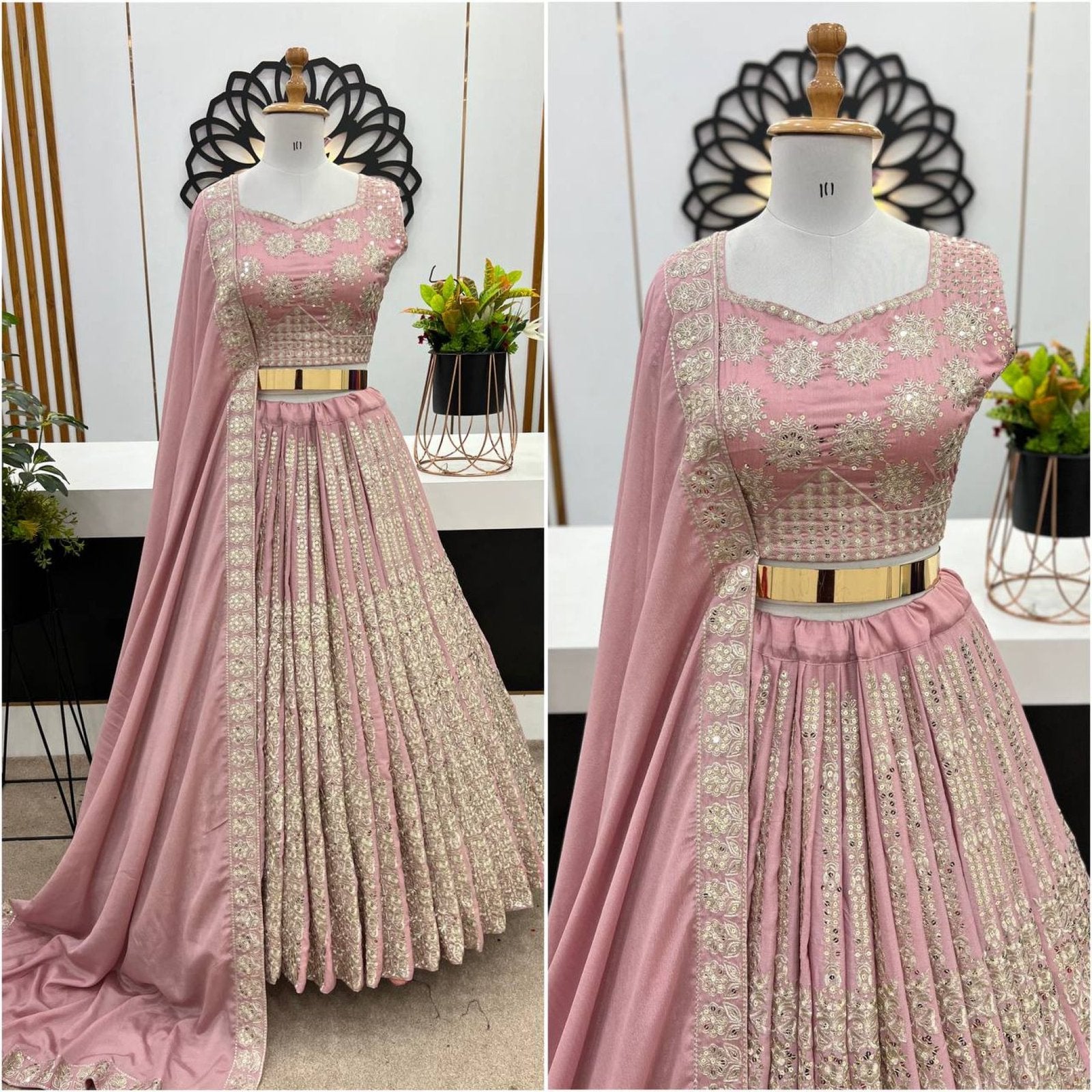 Chinnon Lehenga with Embroidery Wedding Ready Elegance fabric texture detail