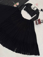 Black Georgette Lehenga Choli fabric texture detail