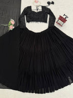 Black Georgette Lehenga Choli back view