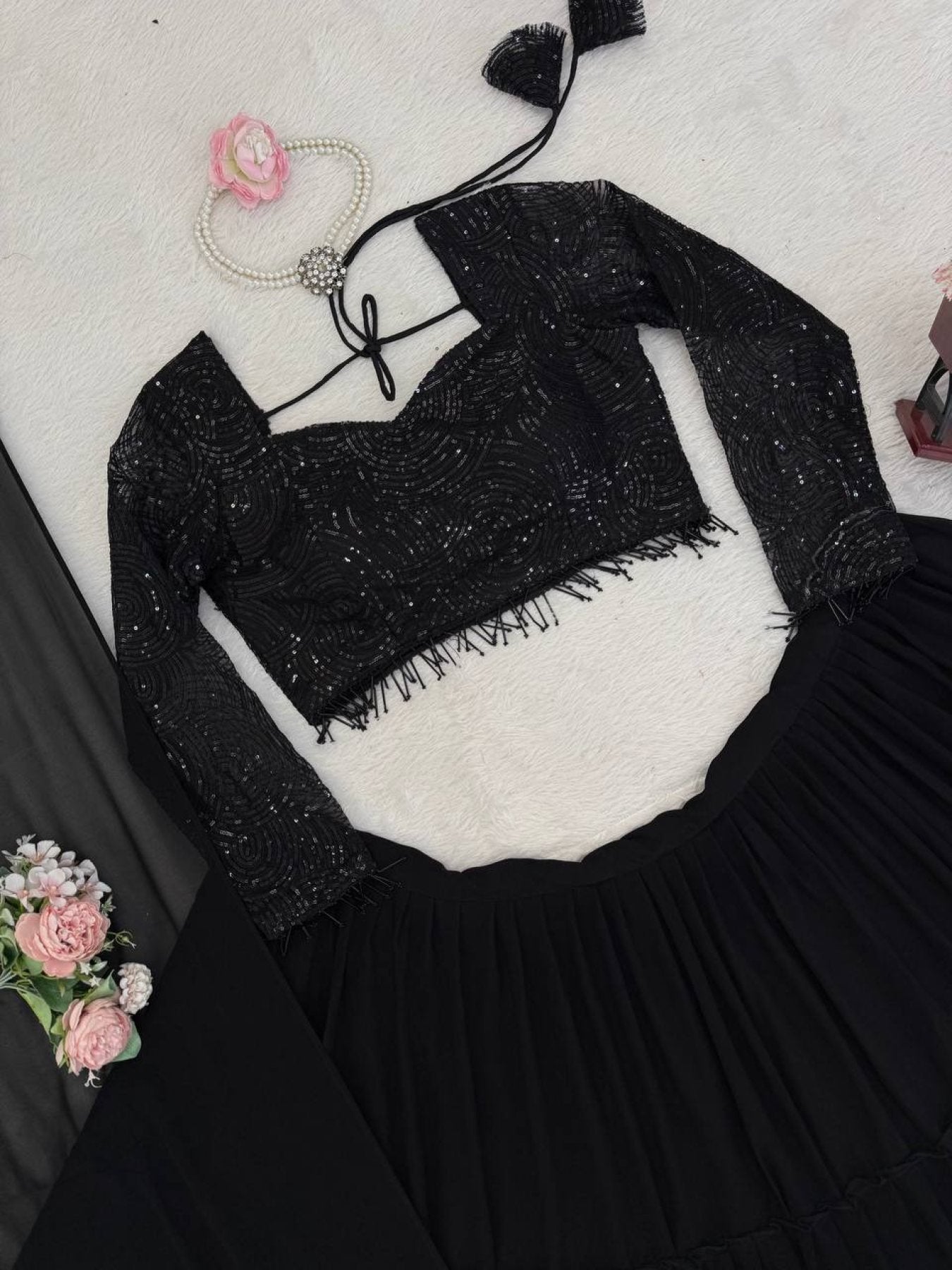 Black Georgette Lehenga Choli styling view