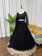 Black Georgette Lehenga Choli styling view