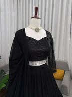 Black Georgette Lehenga Choli front view