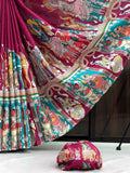 Magenta Tussar Saree for women - full front view | Snyvia