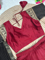 Maroon Silk Lehenga Choli Combo Set for Mother and Daughter Festive Wear styling view