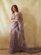 Purple Tabby Saree - side drape view
