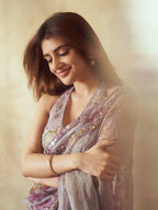 Purple Tabby Saree - fabric texture close-up