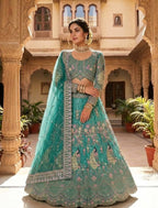 Butterfly Net Coding Sequins Lehenga full drape view