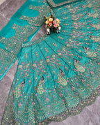 Butterfly Net Coding Sequins Lehenga embroidery close-up