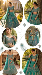 Butterfly Net Coding Sequins Lehenga fabric texture detail