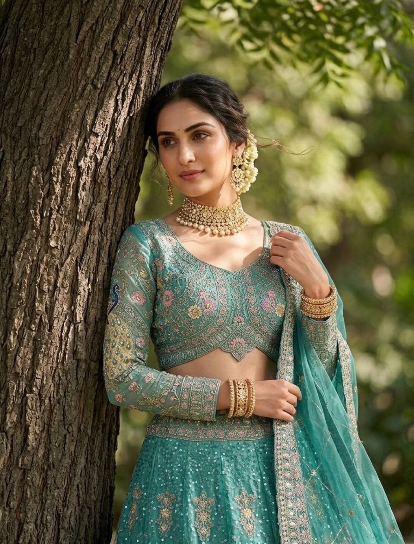 Butterfly Net Coding Sequins Lehenga back view