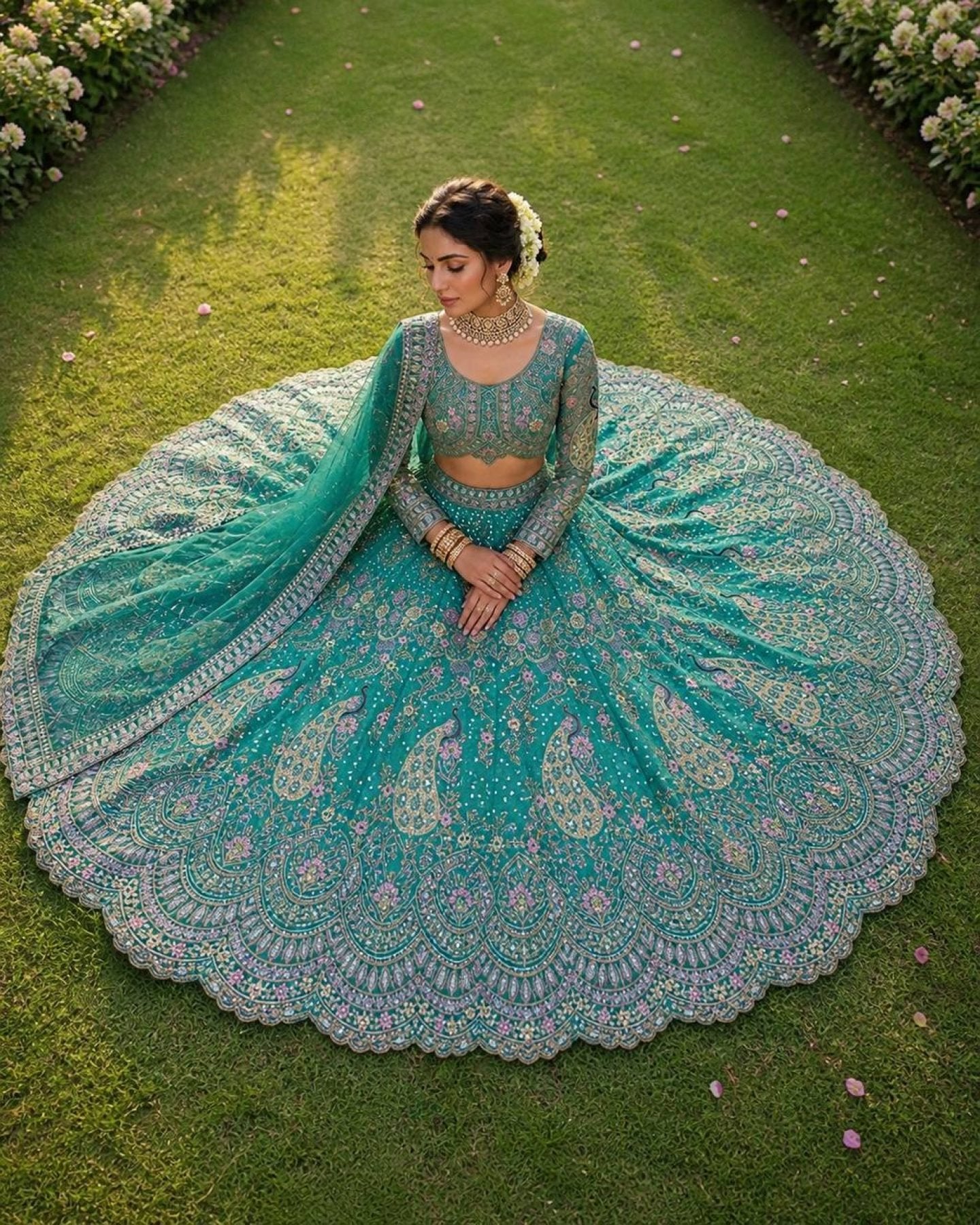 Butterfly Net Coding Sequins Lehenga colour variant view