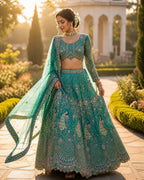 Butterfly Net Coding Sequins Lehenga front view