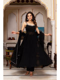Midnight Mirror Georgette Anarkali Set with Palazzo Dupatta Ready for women | Snyvia
