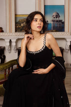 Midnight Mirror Georgette Anarkali Set with Palazzo Dupatta Ready full set view
