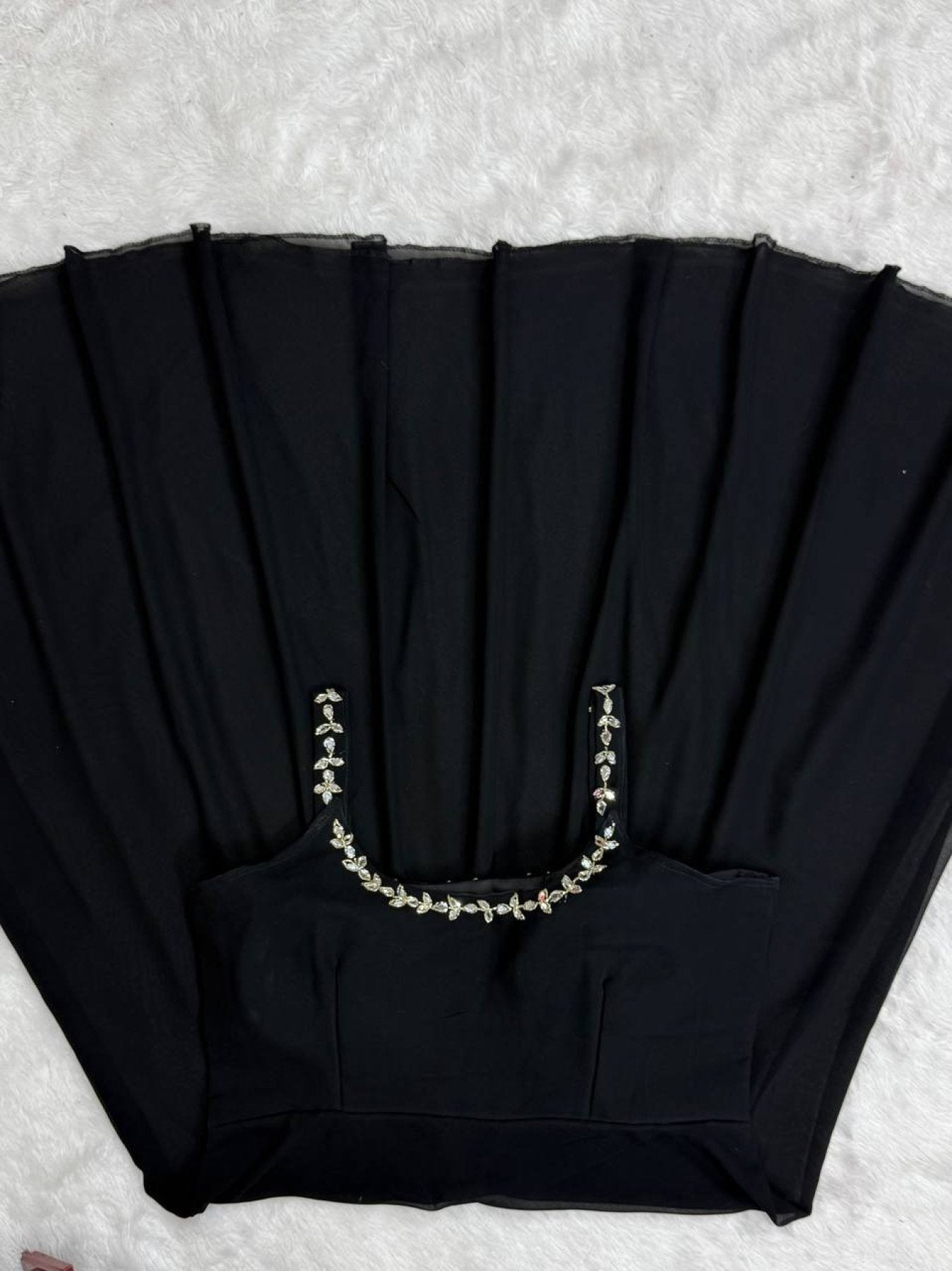 Midnight Mirror Georgette Anarkali Set with Palazzo Dupatta Ready back view