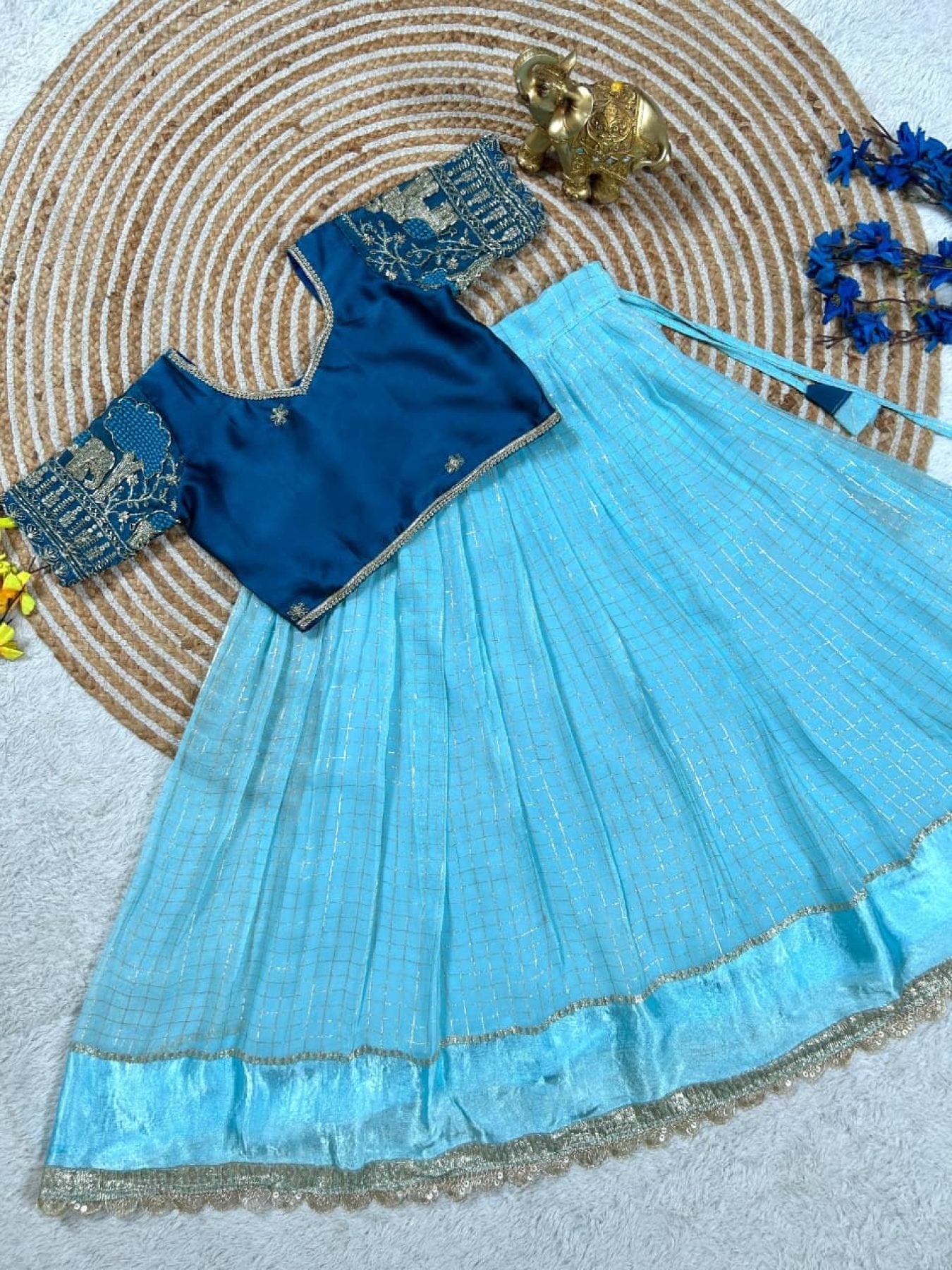 Kids Party Wear Lehenga Choli for Special Occasions embroidery close-up