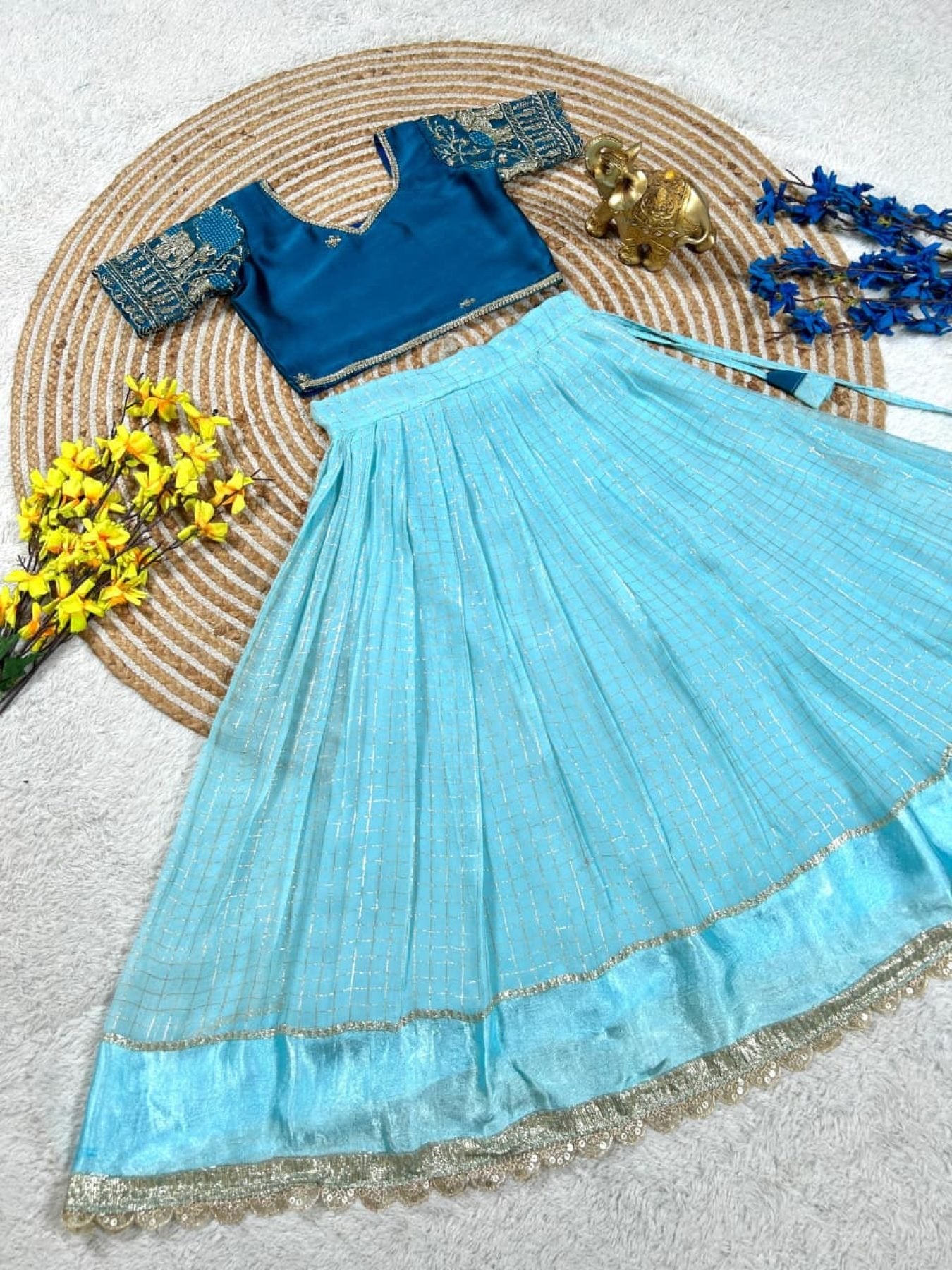 Kids Party Wear Lehenga Choli for Special Occasions fabric texture detail
