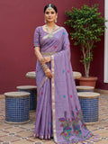 Purple Cotton Saree for women - full front view | Snyvia