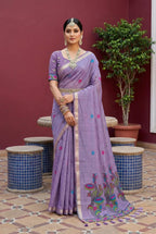 Purple Cotton Saree - drape and pallu detail