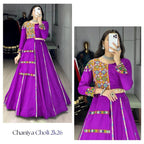 Black Navratri Cotton Lehenga Set with Real Mirror Gamthi Work full drape view